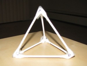 Model Tetrahedron A model tetrahedron made of Q-tips and scotch tape.